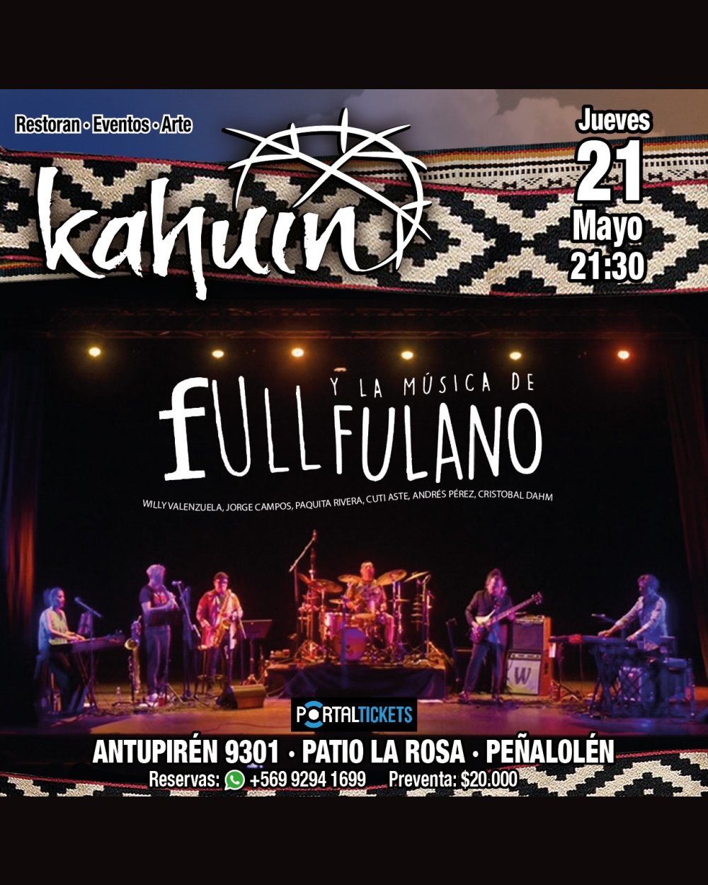 Flyer KAHUIN PRESENTA: FULL, LA MÚSICA DE FULANO, JUEVES 21 DE MAYO