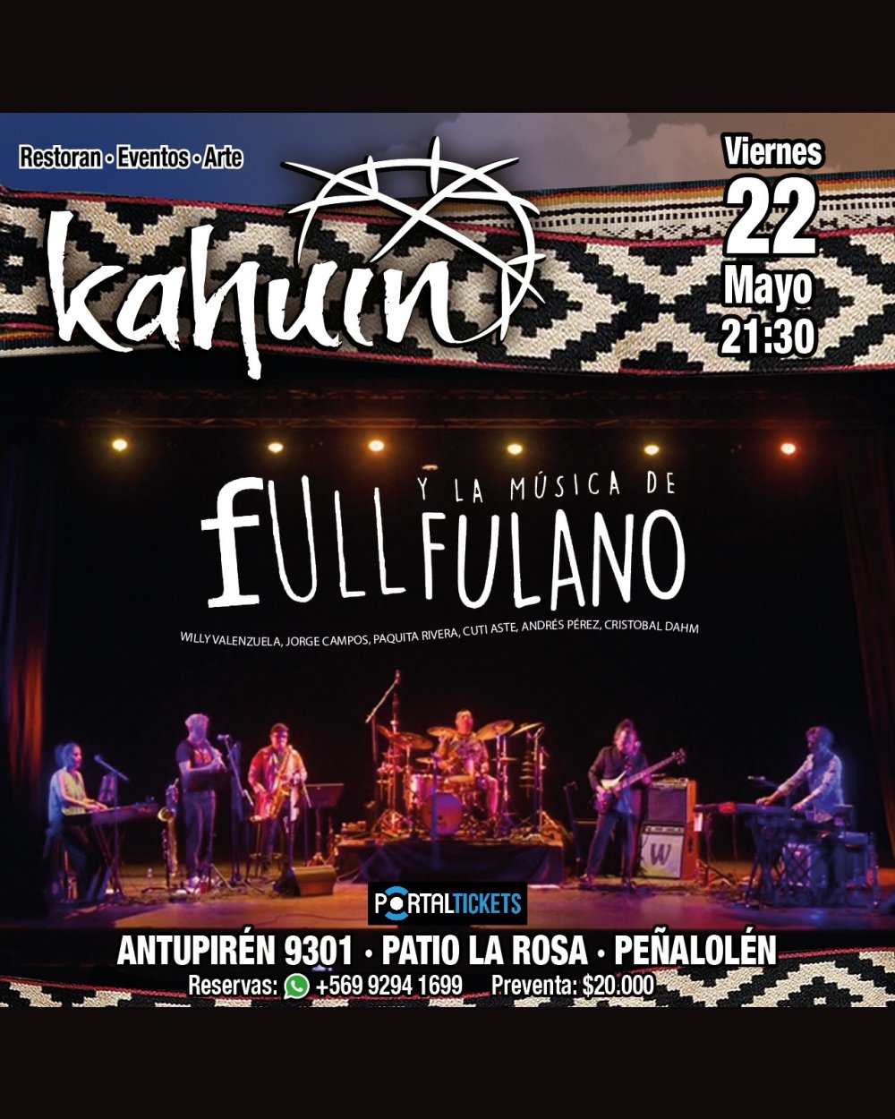 Flyer KAHUIN PRESENTA: FULL, LA MÚSICA DE FULANO, VIERNES 22 DE MAYO