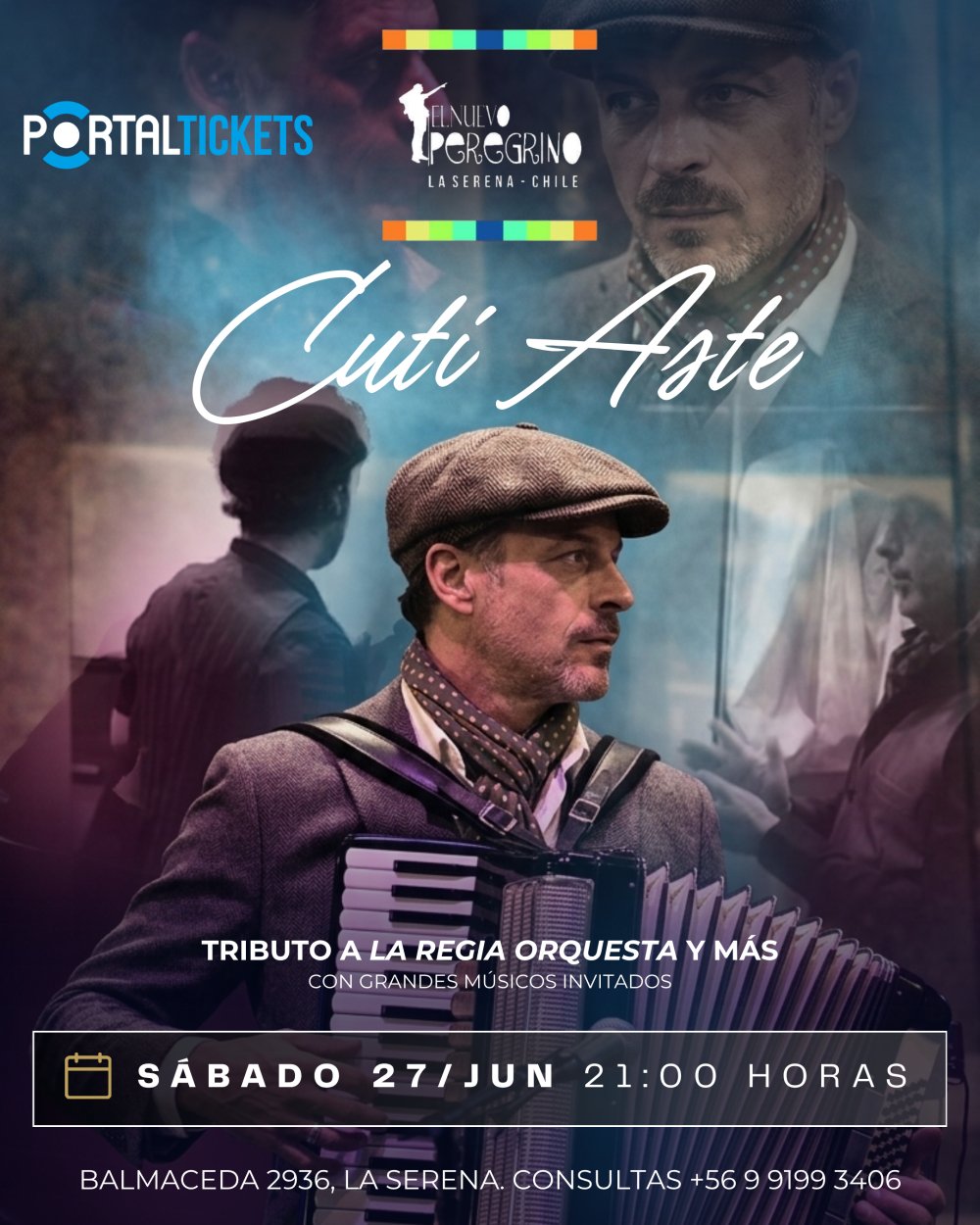Flyer CUTI ASTE EN LA SERENA. TRIBUTO A LA REGIA ORQUESTA Y MÁS.