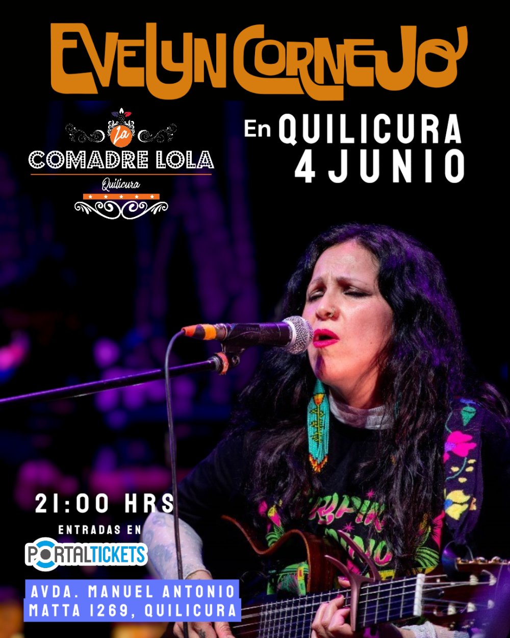 Flyer EVELYN CORNEJO EN QUILICURA - COMADRE LOLA