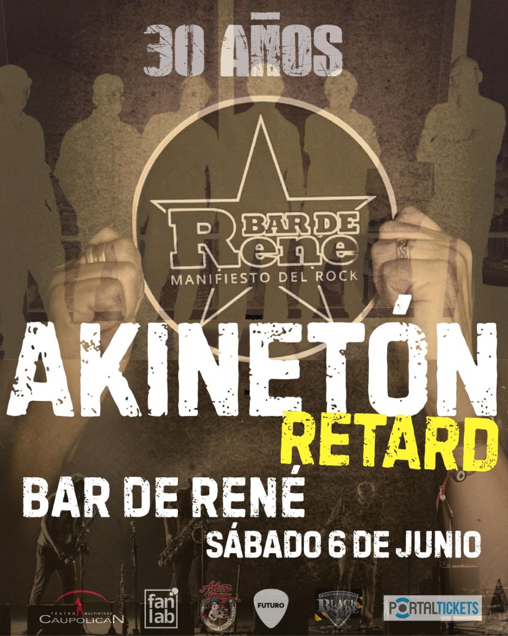 Flyer AKINETÓN RETARD CIERRA LOS 30 AÑOS DEL BAR DE RENÉ