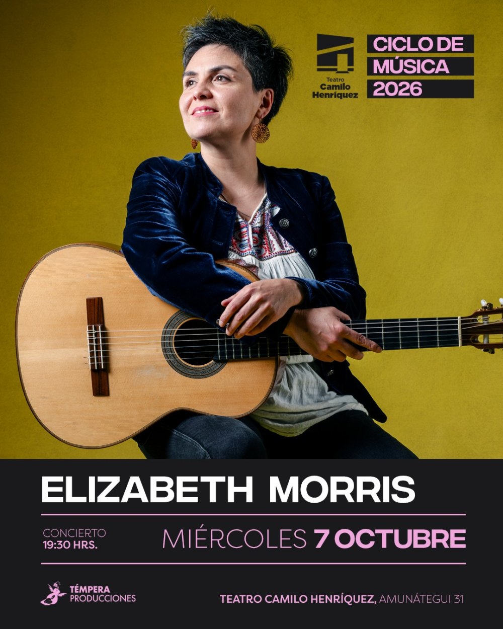Flyer ELIZABETH MORRIS - CICLO DE MÚSICA EN EL CAMILO HENRÍQUEZ