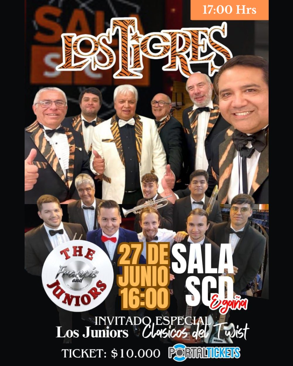 Flyer LOS TIGRES DE VALPARAÍSO CON AMOR: CICLO BANDAS DE ORO EN SALA SCD EGAÑA