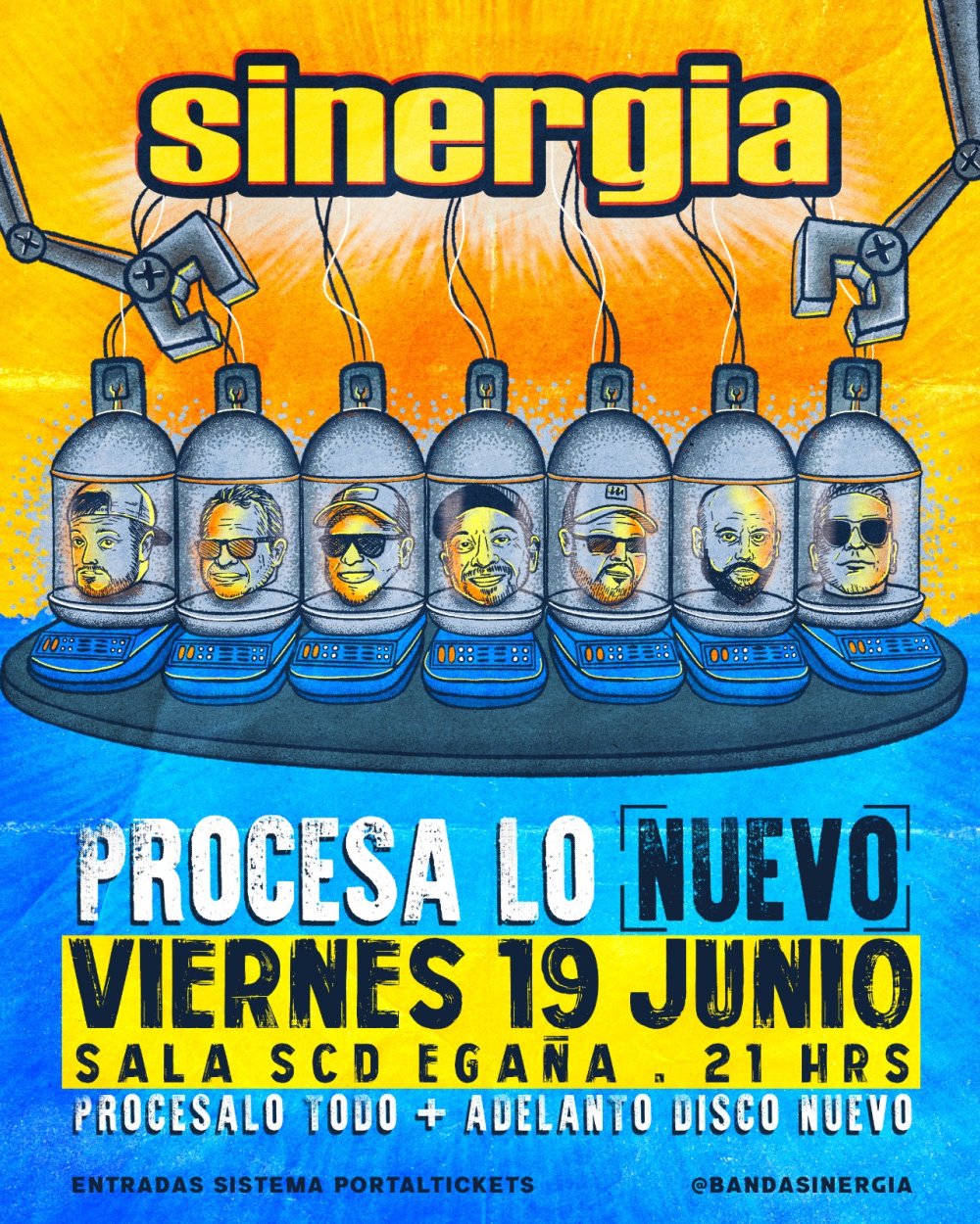 Flyer SINERGIA PROCESA LO NUEVO: PROCÉSALO TODO + ADELANTO NUEVO DISCO EN SALA SCD EGAÑA