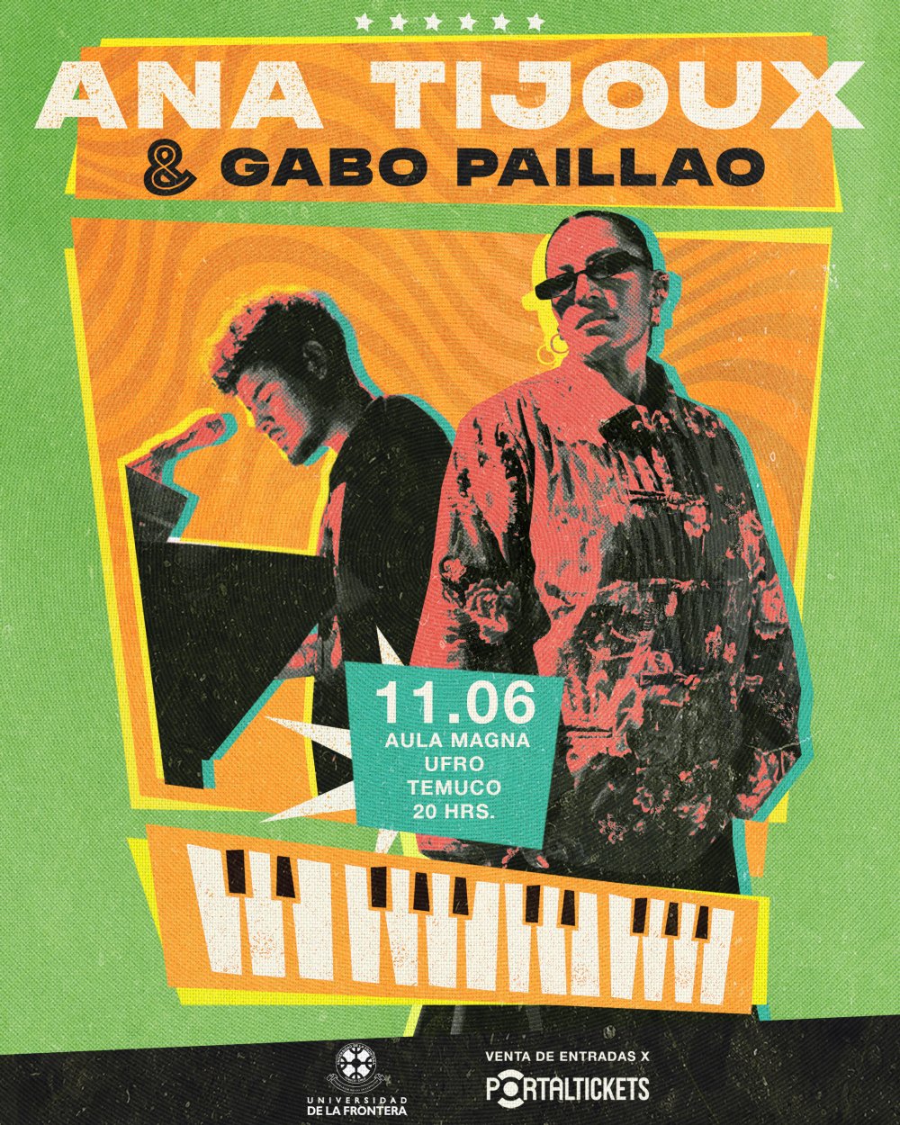 Flyer ANA TIJOUX + GABO PAILLAO EN AULA MAGNA UFRO, TEMUCO