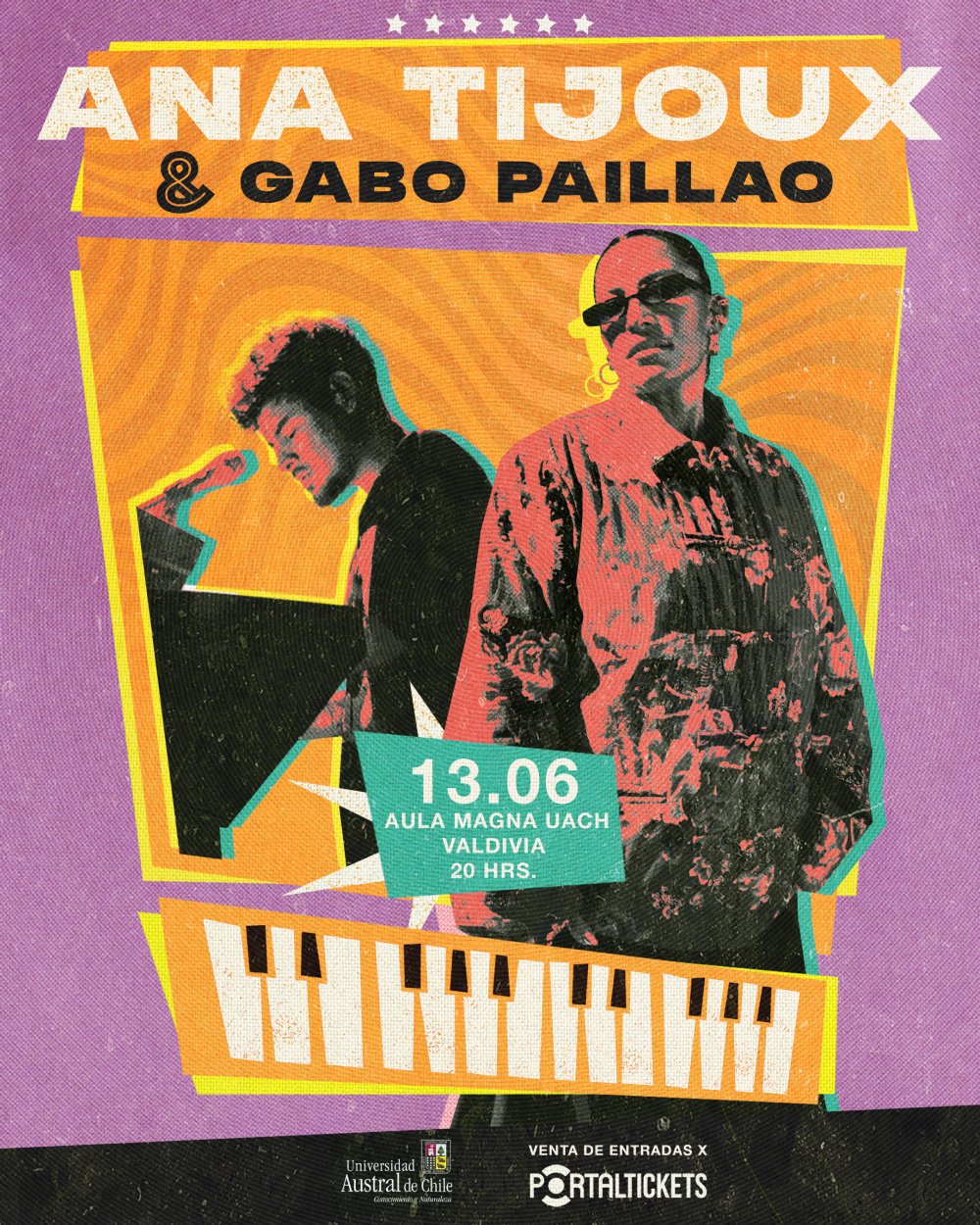 Flyer ANA TIJOUX + GABO PAILLAO EN AULA MAGNA UACH, VALDIVIA