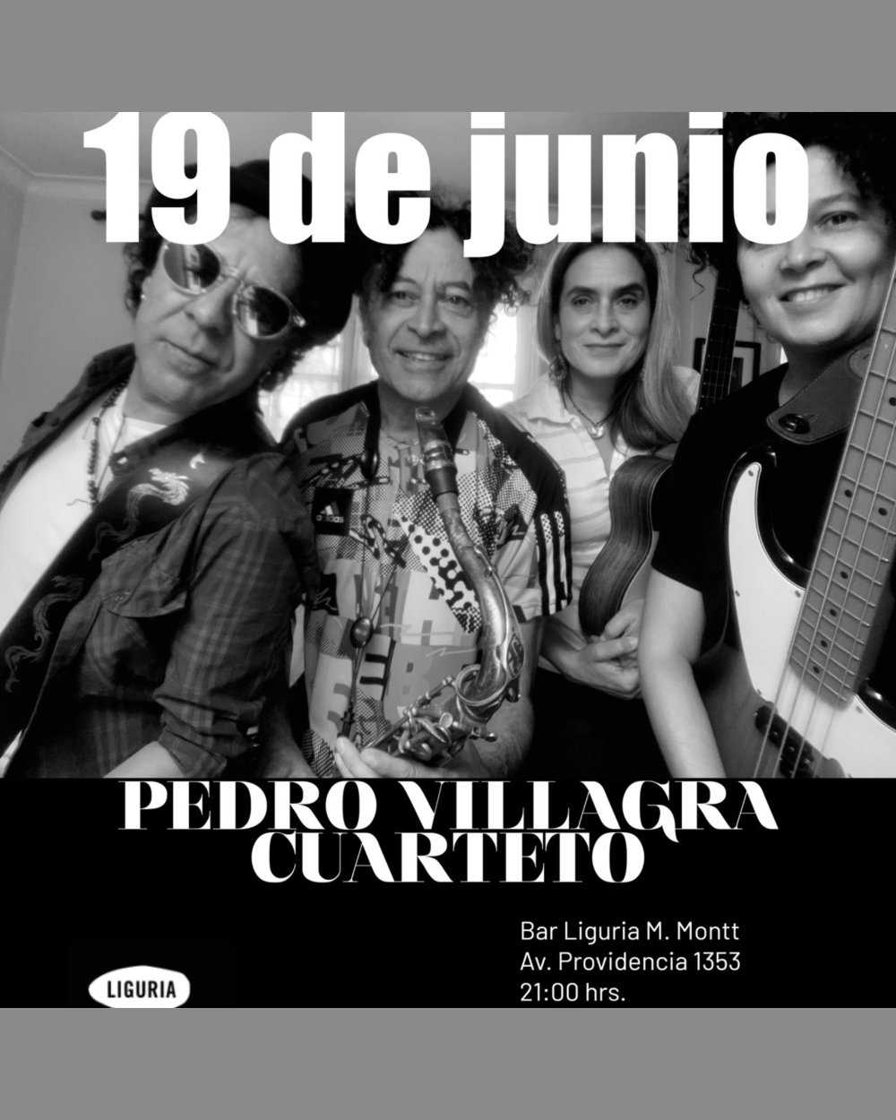 Flyer PEDRO VILLAGRA CUARTETO EN EL LIGURIA