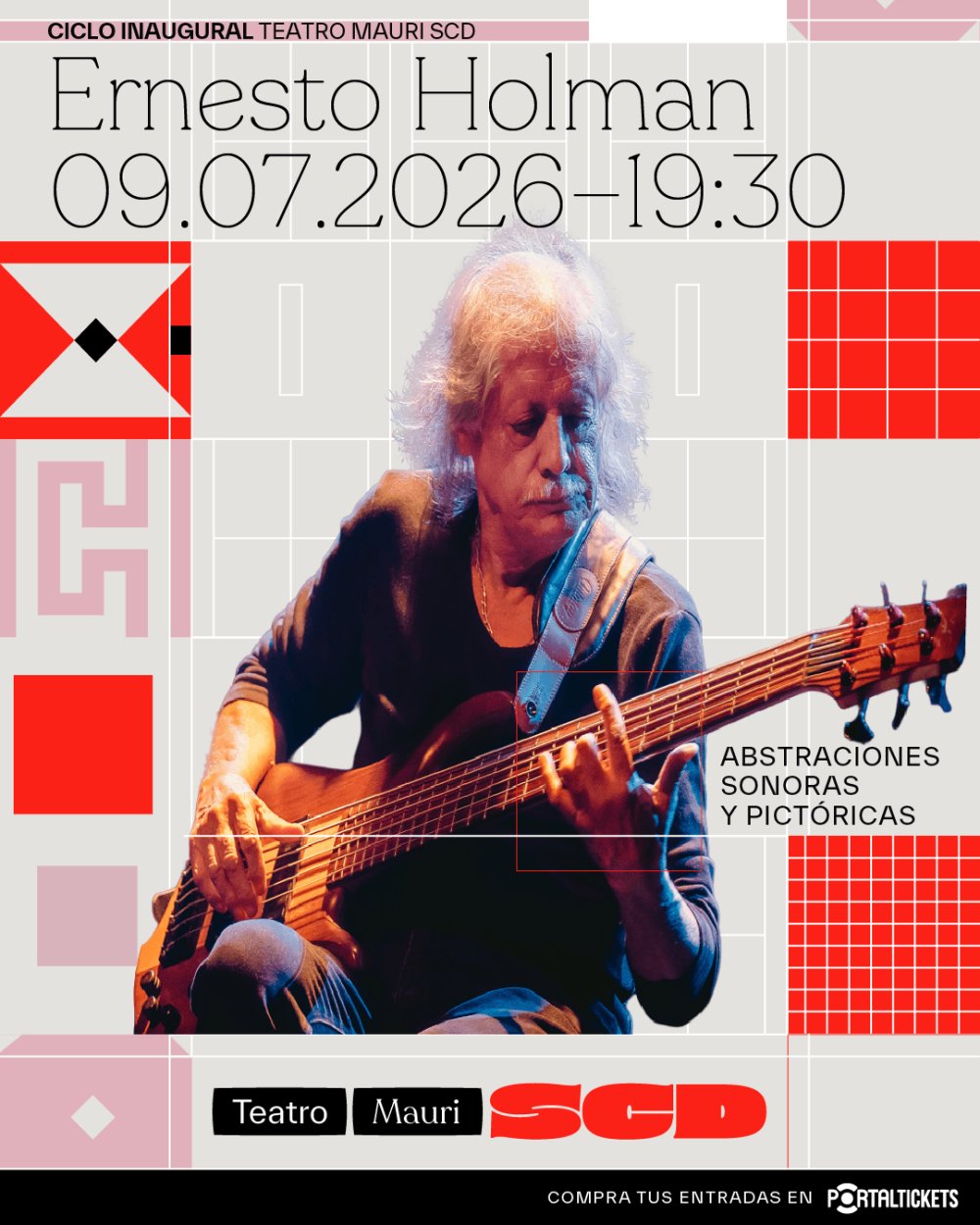Flyer ERNESTO HOLMAN EN TEATRO MAURI SCD VALPARAÍSO
