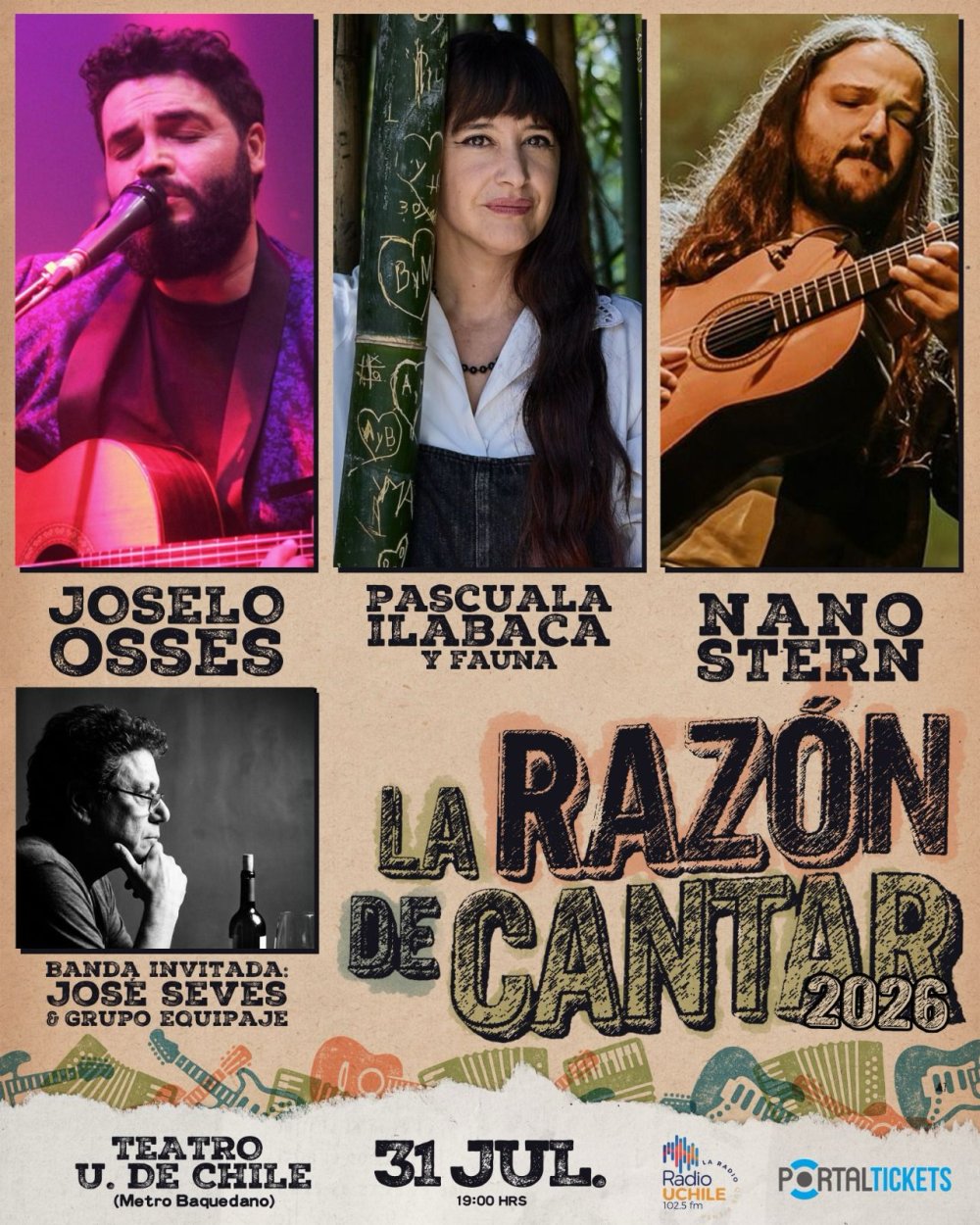 Flyer LA RAZÓN DE CANTAR 2026 - TEATRO UNIVERSIDAD DE CHILE