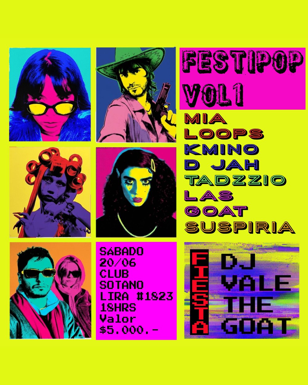 Flyer FESTIPOP VOL 1 EN CLUB SOTANO