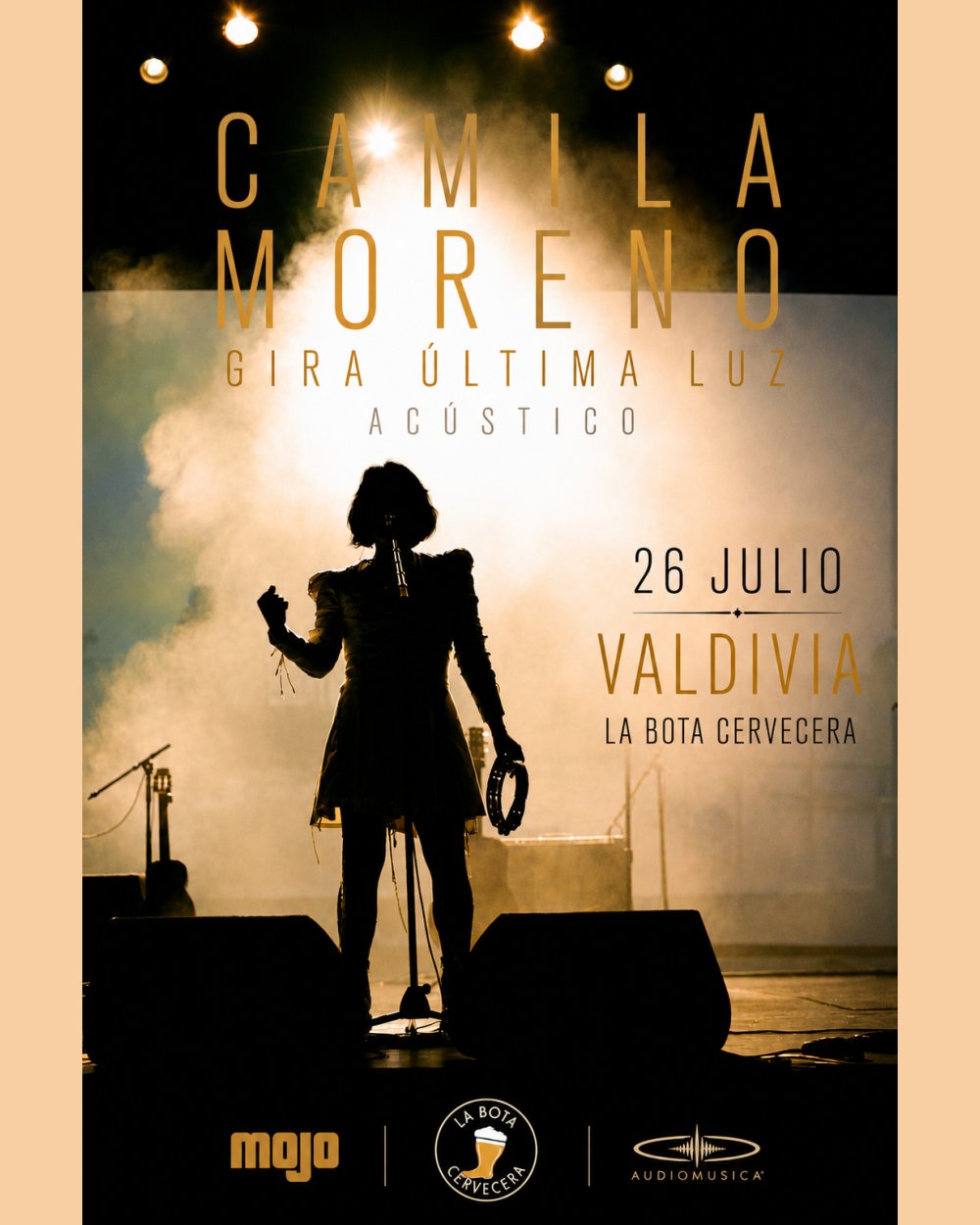 Flyer CAMILA MORENO EN LA BOTA CERVECERA, VALDIVIA