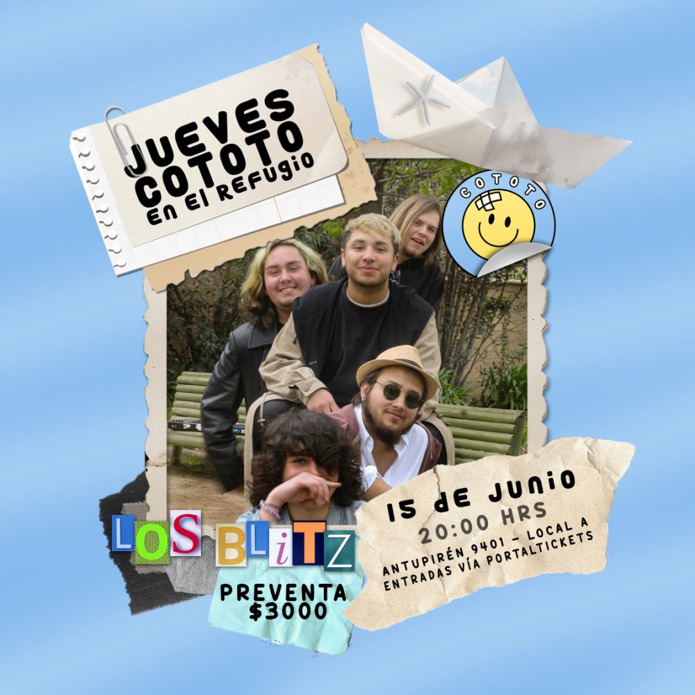 Flyer JUEVES COTOTO EN EL REFUGIO: LOS BLITZ