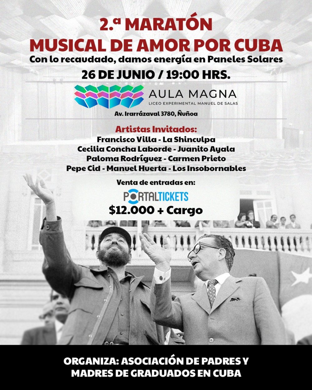 Flyer 2° MARATÓN MUSICAL DE AMOR POR CUBA EN LICEO MANUEL DE SALAS