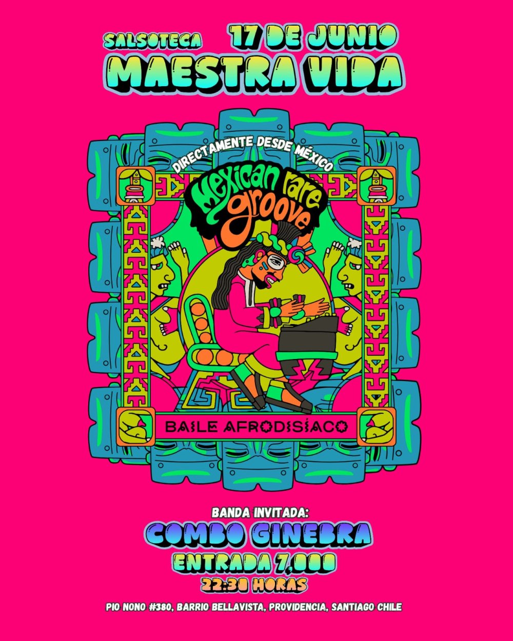 Flyer MEXICAN RARE GROOVE + COMBO GINEBRA EN SALSOTECA MAESTRA VIDA