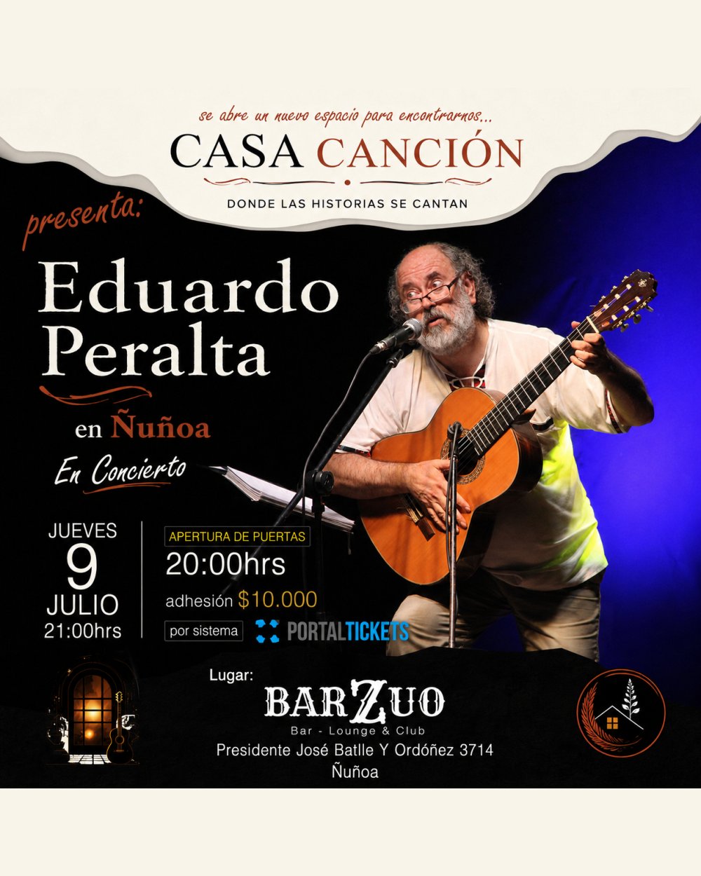 Flyer EDUARDO PERALTA EN ÑUÑOA - EN BARZUO