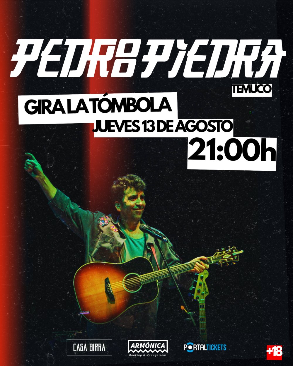 Flyer PEDROPIEDRA GIRA LA TÓMBOLA EN CASA BIRRA, TEMUCO