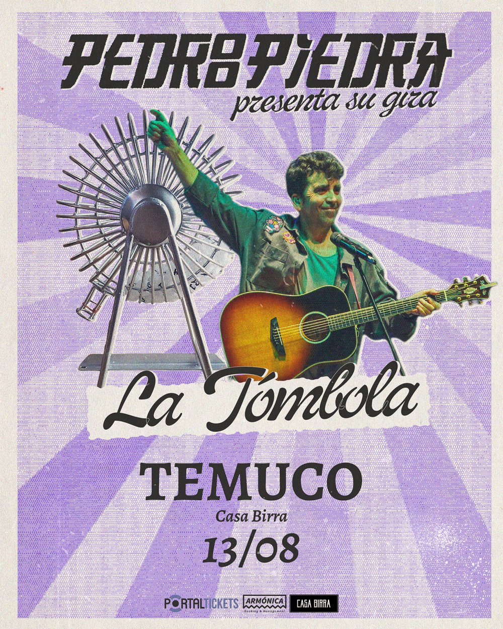 Flyer PEDROPIEDRA GIRA LA TÓMBOLA EN CASA BIRRA, TEMUCO