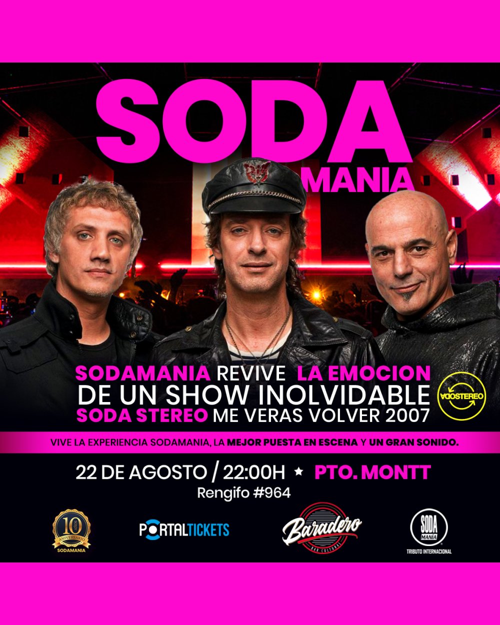 SODAMANIA: TRIBUTO INTERNACIONAL A SODA STEREO EN BARADERO BAR CULTURAL, PUERTO MONTT