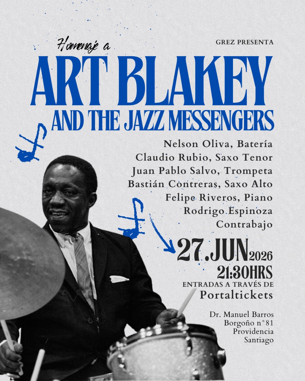 Flyer HOMENAJE ART BLAKEY AND THE JAZZ MESSENGERS EN GREZ