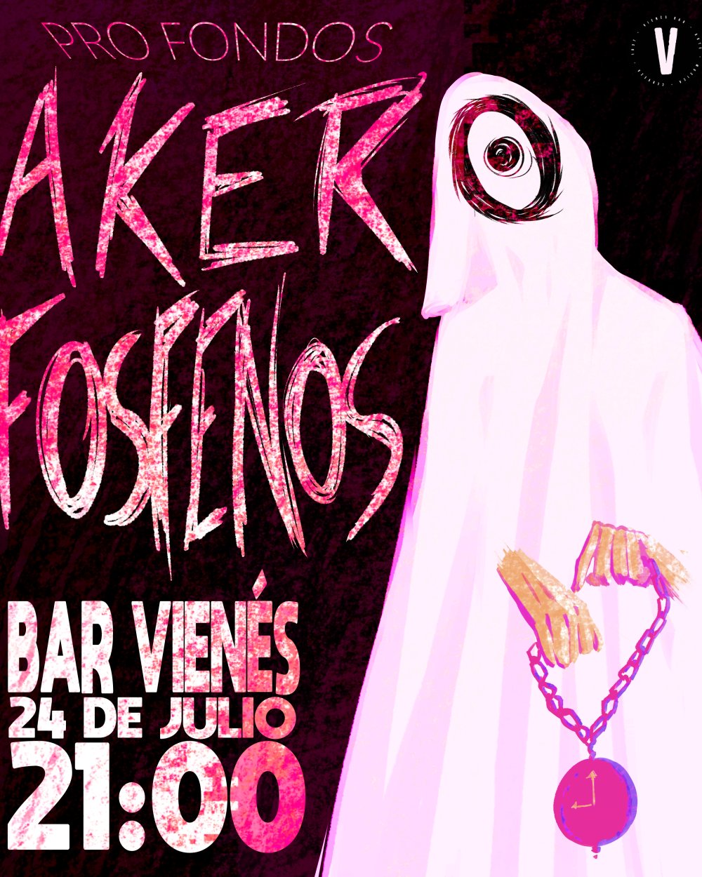 Flyer PROFONDOS: AKERO + A FOSFENOS EN EN BAR VIENÉS, VIÑA DEL MAR