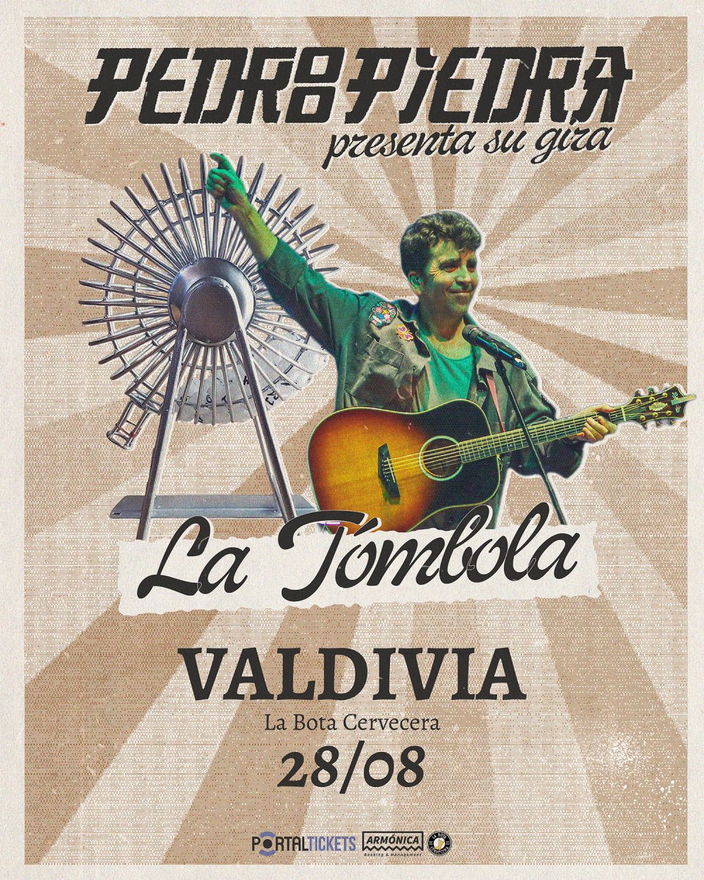 Flyer PEDROPIEDRA GIRA LA TÓMBOLA EN LA BOTA CERVECERA, VALDIVIA