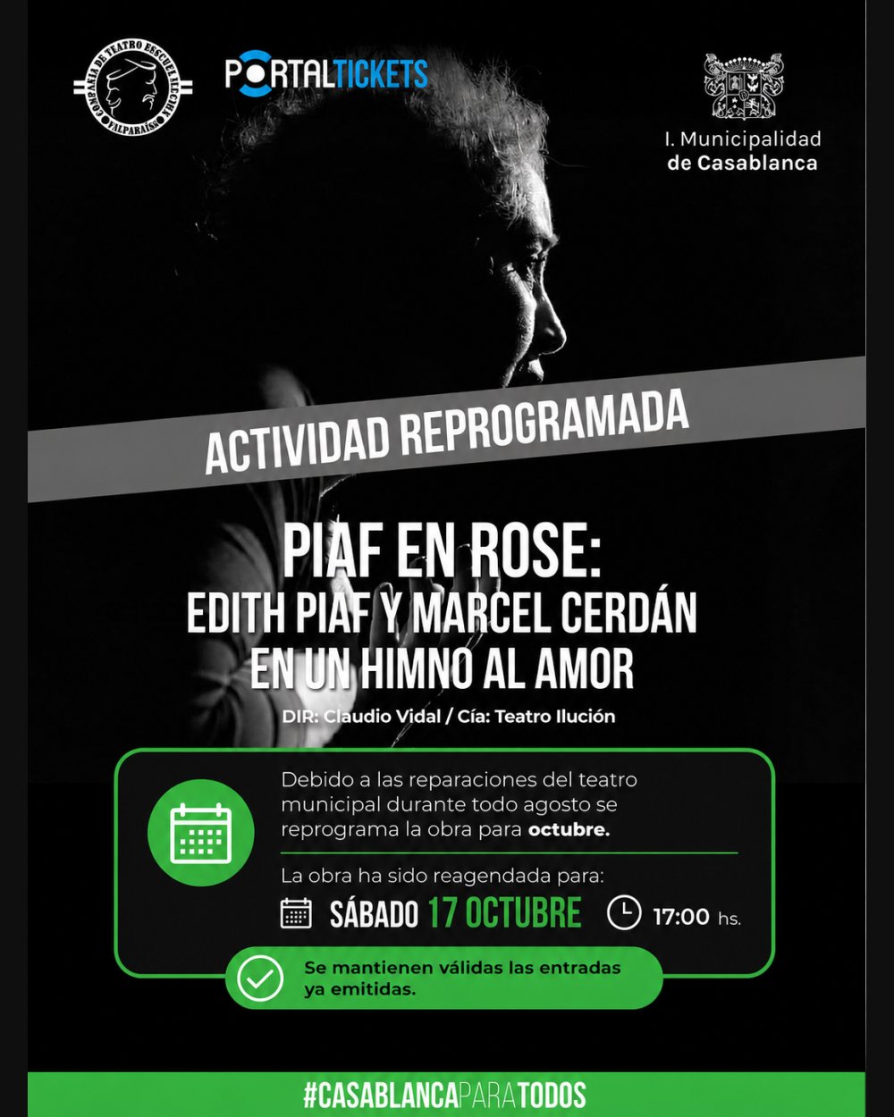 PIAF EN ROSE: EDITH PIAF Y MARCEL CERDÁN EN UN HIMNO AL AMOR EN TEATRO MUNICIPAL DE CASABLANCA