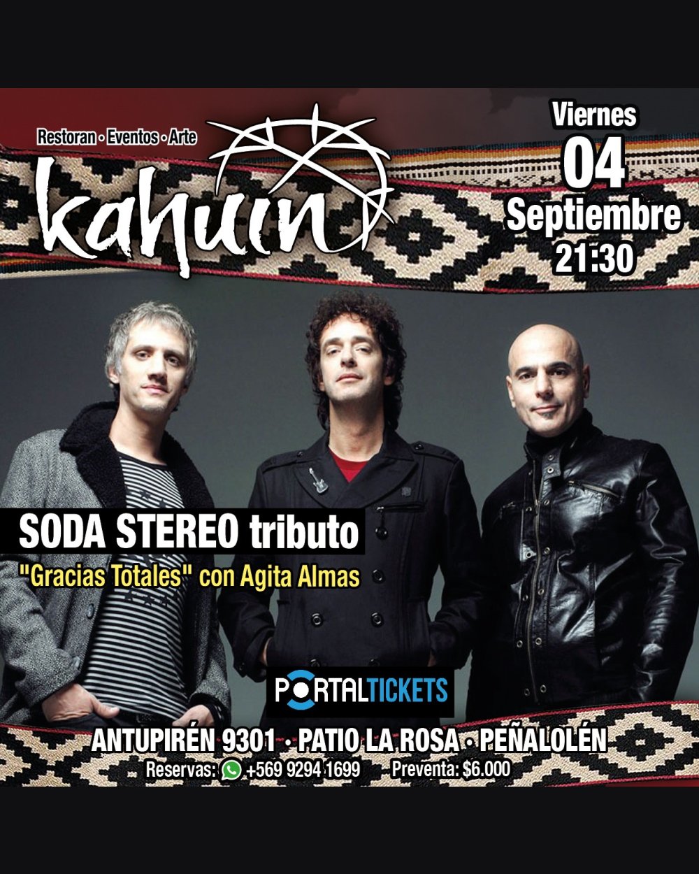 AGITA ALMAS: TRIBUTO A SODA STEREO CON AGITA ALMAS - VIERNES 04 SEPTIEMBRE