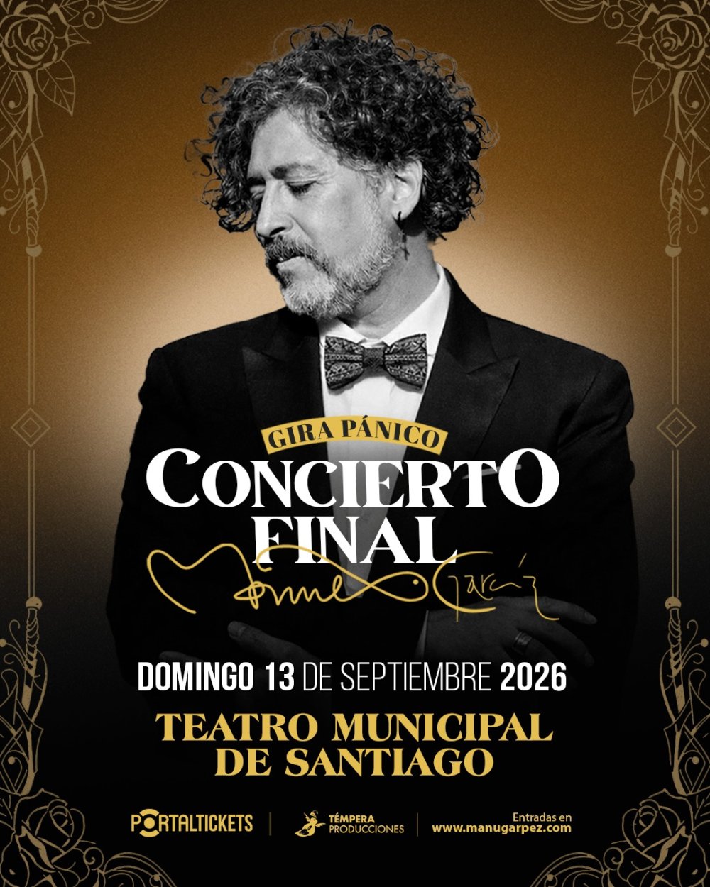 Flyer MANUEL GARCÍA: CONCIERTO FINAL GIRA PÁNICO EN TEATRO MUNICIPAL DE SANTIAGO