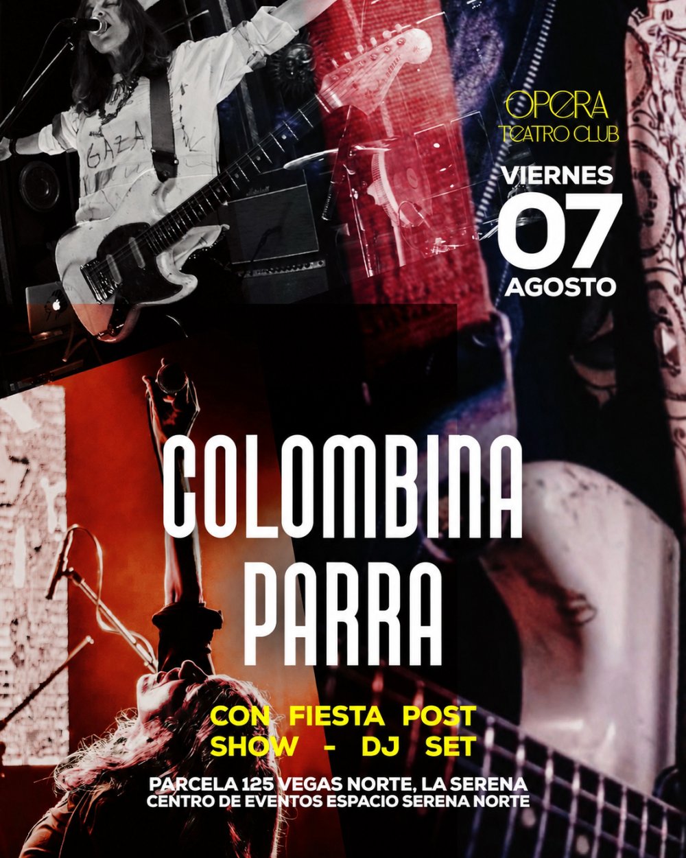 Flyer COLOMBINA PARRA + FIESTA EN OPERA, LA SERENA