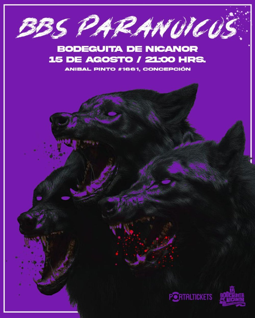 Flyer BBS PARANOICOS EN LA BODEGUITA DE NICANOR, CONCEPCIÓN