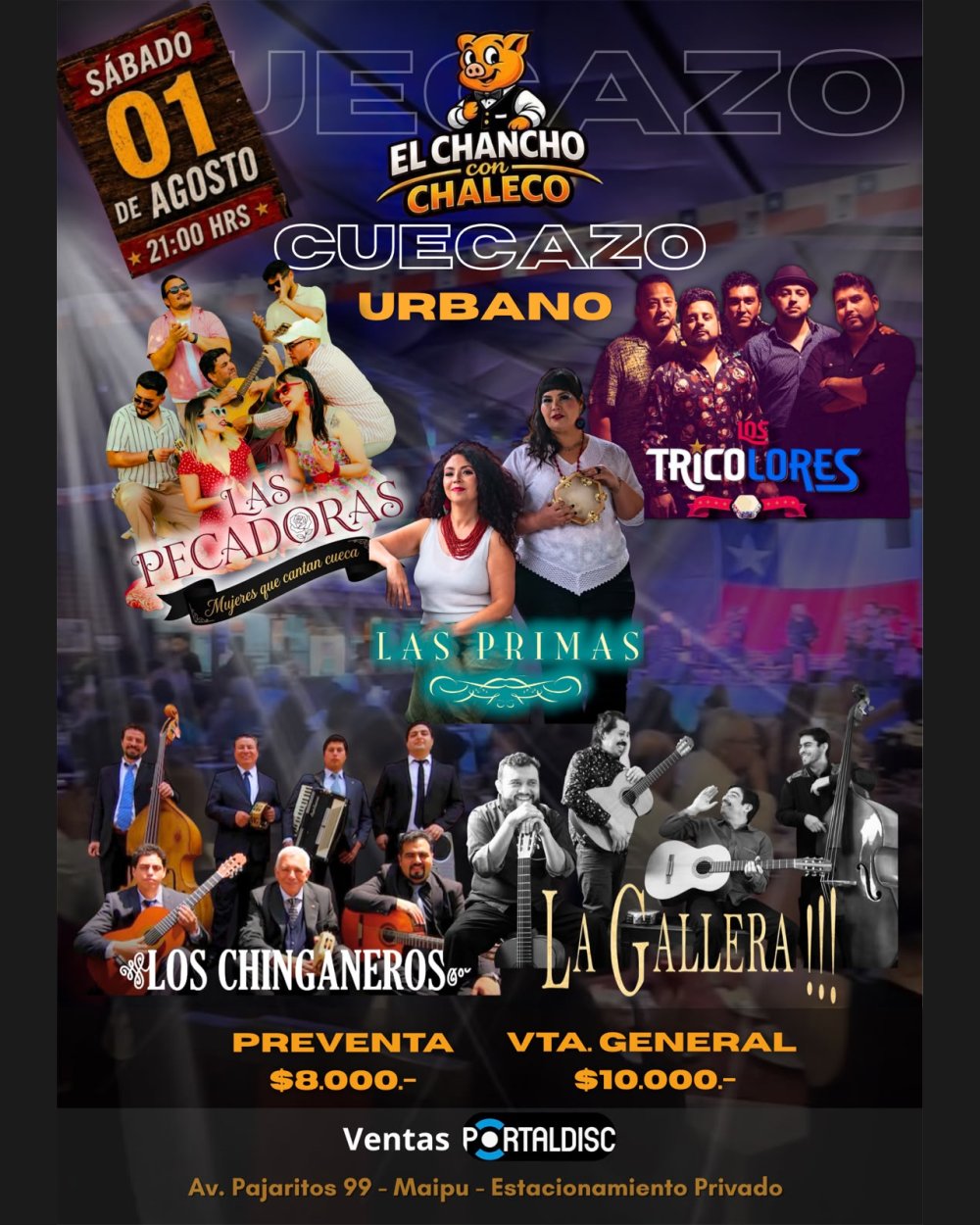 Flyer CUECAZO ERRANTE EN CHANCHO CON CHALECO