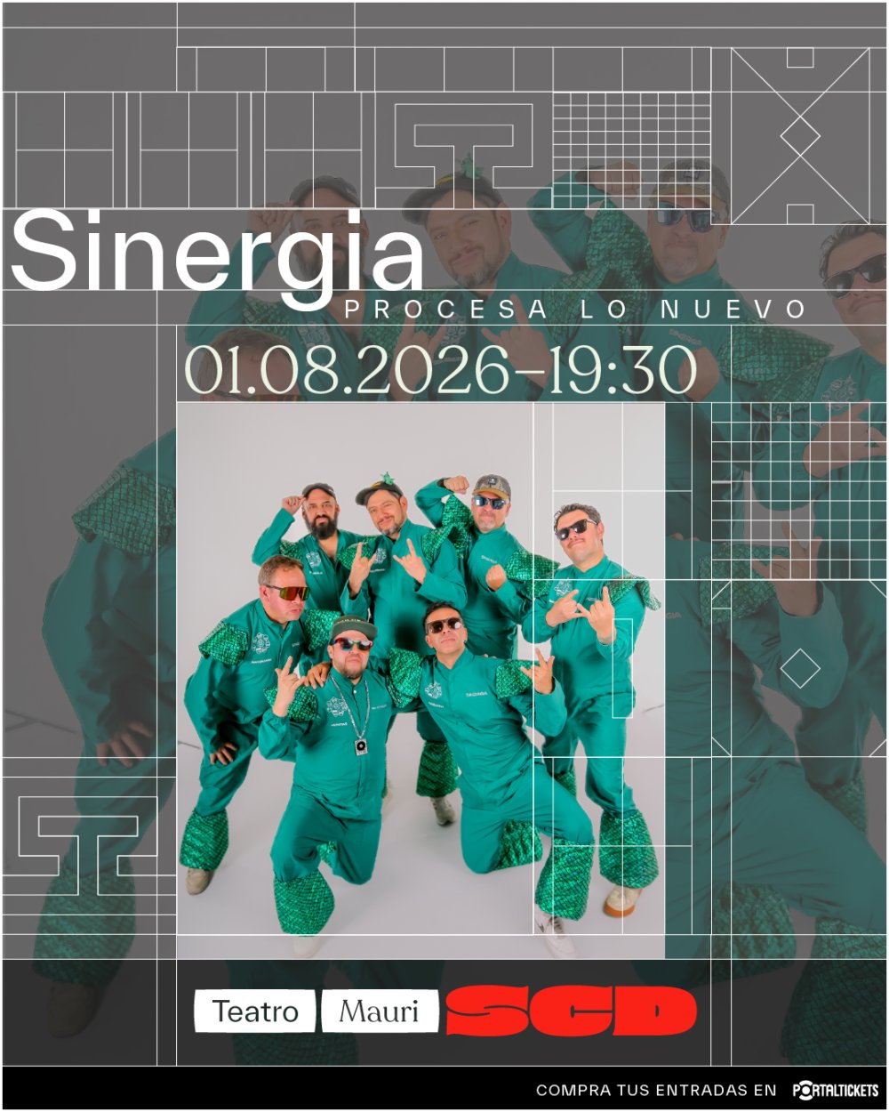 Flyer SINERGIA: PROCESA LO NUEVO: DISCO PROCÉSALO TODO + ADELANTO NUEVO DISCO