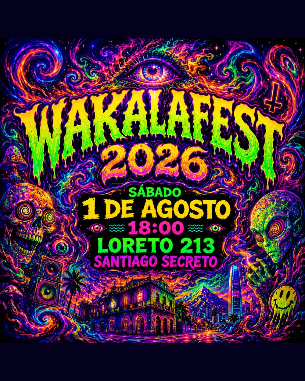 Flyer WAKALAFEST 2026 EN SANTIAGO SECRETO