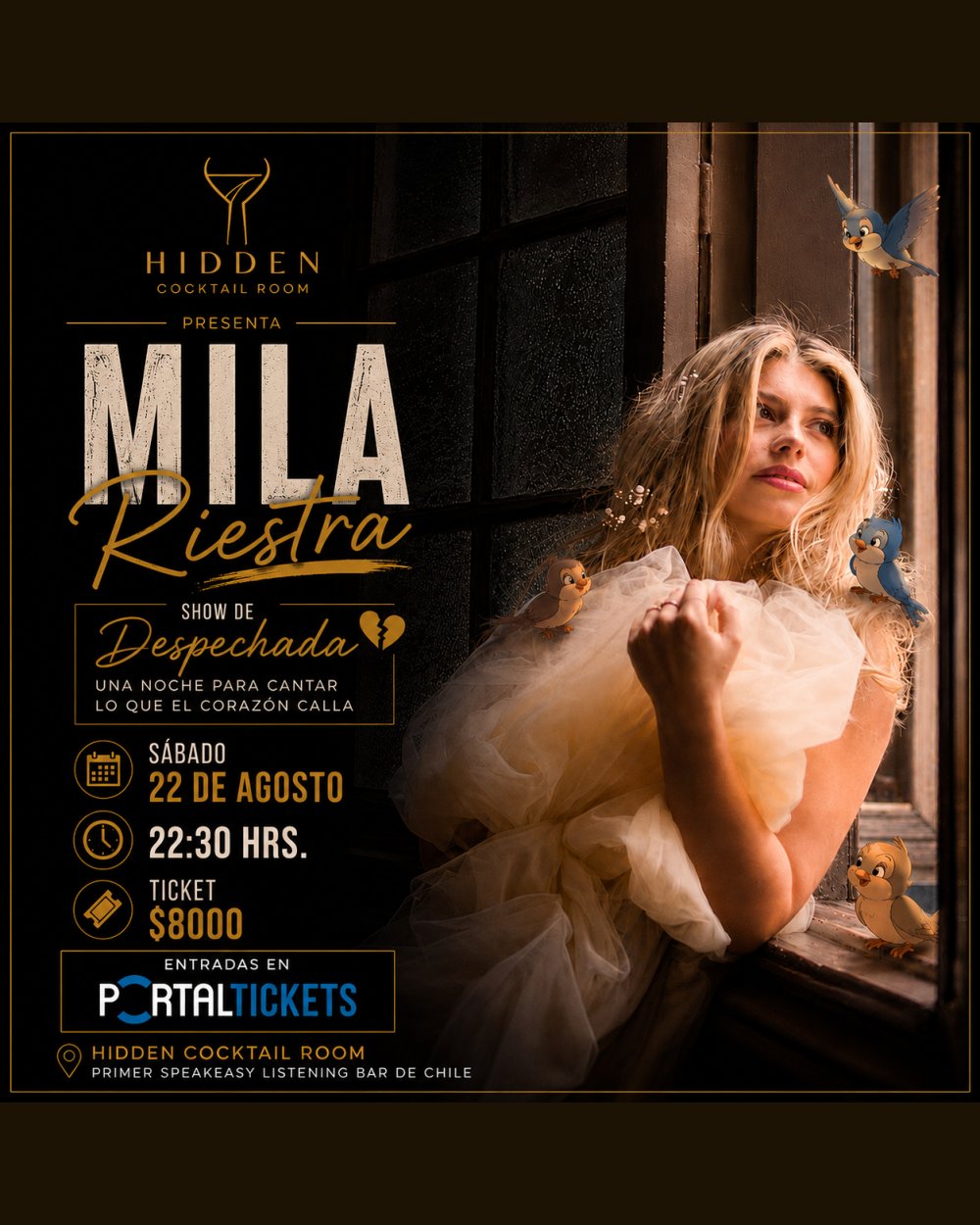 MILA RIESTRA: SHOW DESPECHADAS EN HIDDEN COCKTAIL ROOM