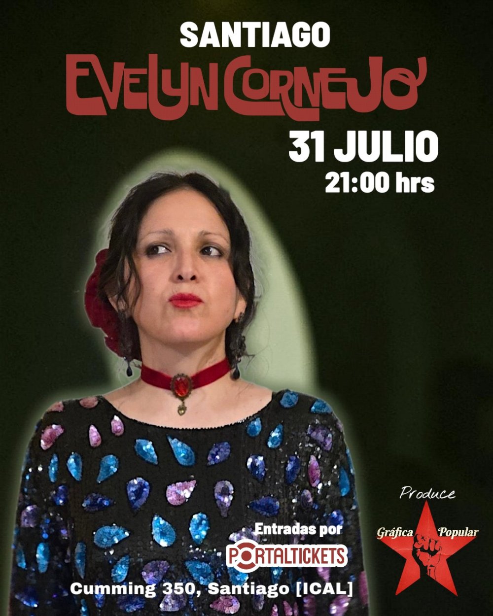 Flyer EVELYN CORNEJO EN ICAL, SANTIAGO