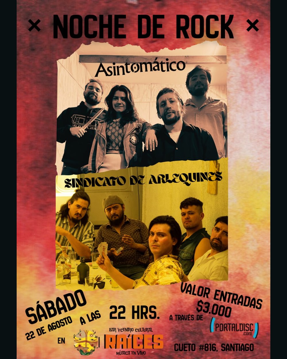 SINDICATO DE ARLEQUINES + ASINTOMÁTICO EN VIVO EN BAR RAÍCES
