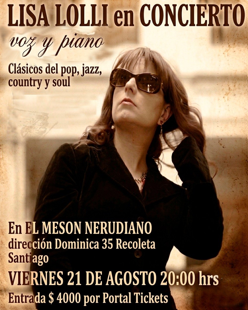 LISA LOLLI EN CONCIERTO: VOZ Y PIANO EN MESÓN NERUDIANO