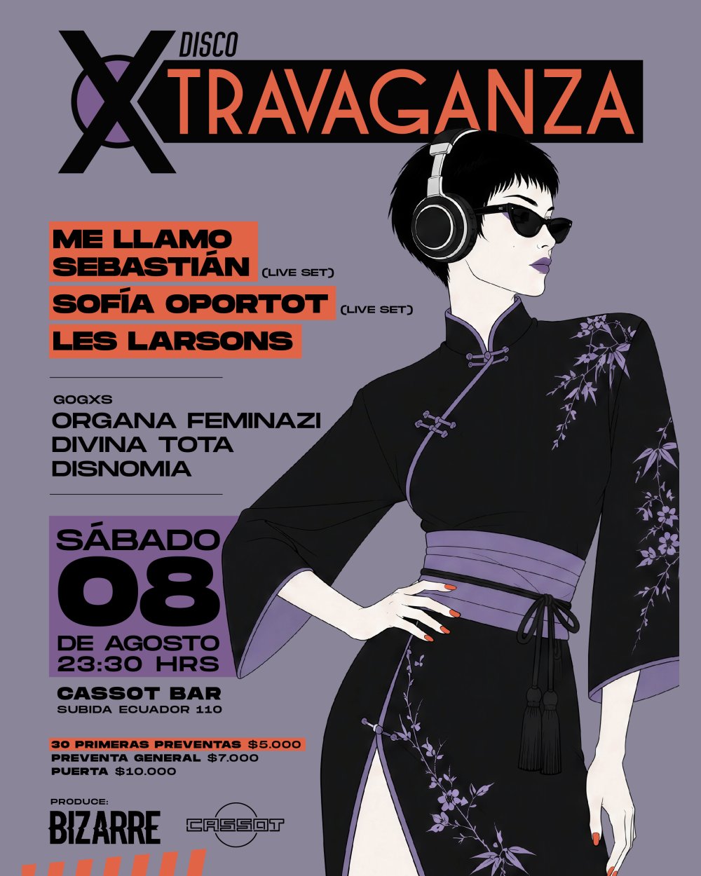 Flyer DISCOXTRAVAGANZA EN CASSOT BAR, VALPARAÍSO