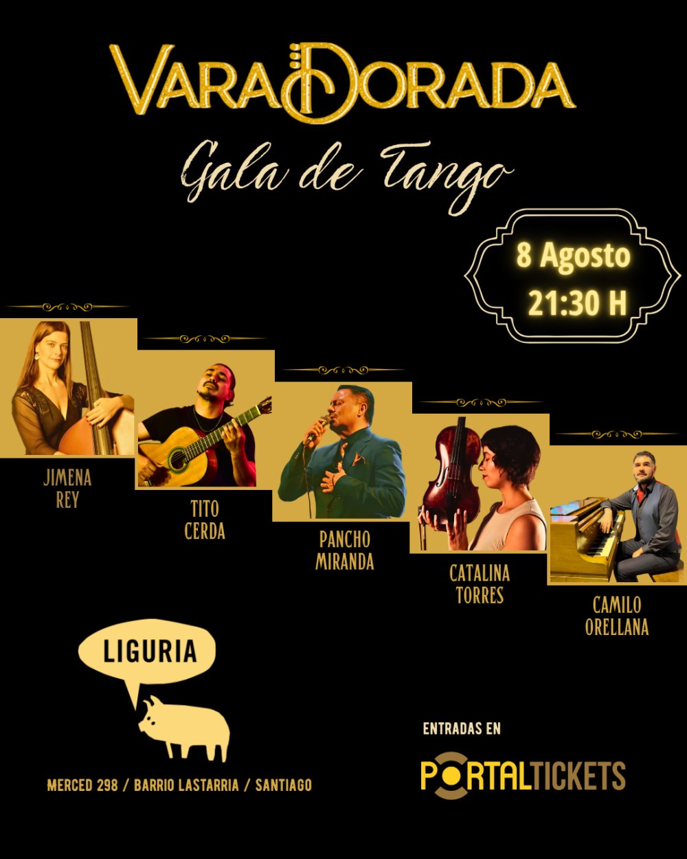 GALA DE TANGO CON VARA DORADA EN BAR LIGURIA