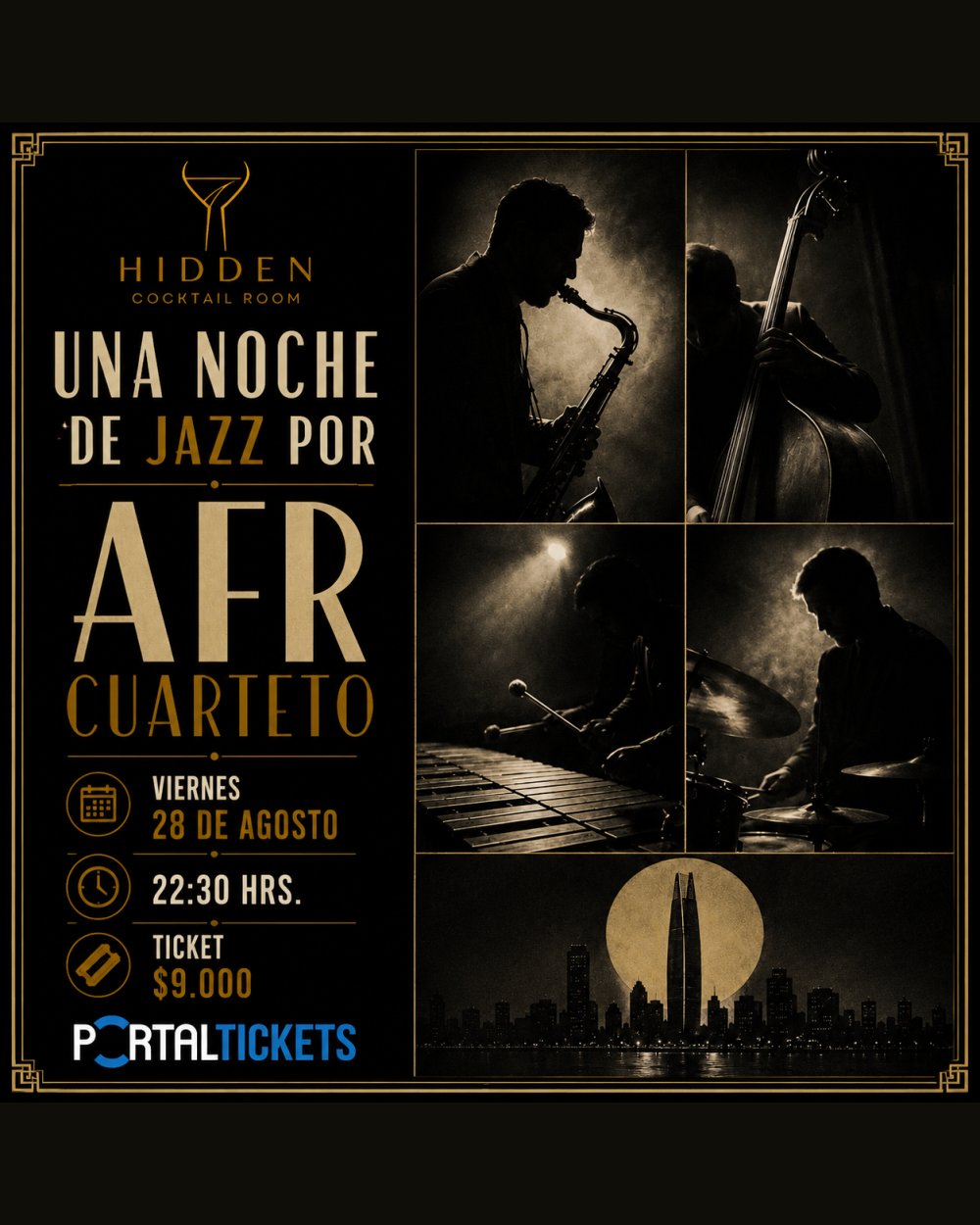 UNA NOCHE DE JAZZ POR AFR CUARTETO EN HIDDEN COCKTAIL ROOM