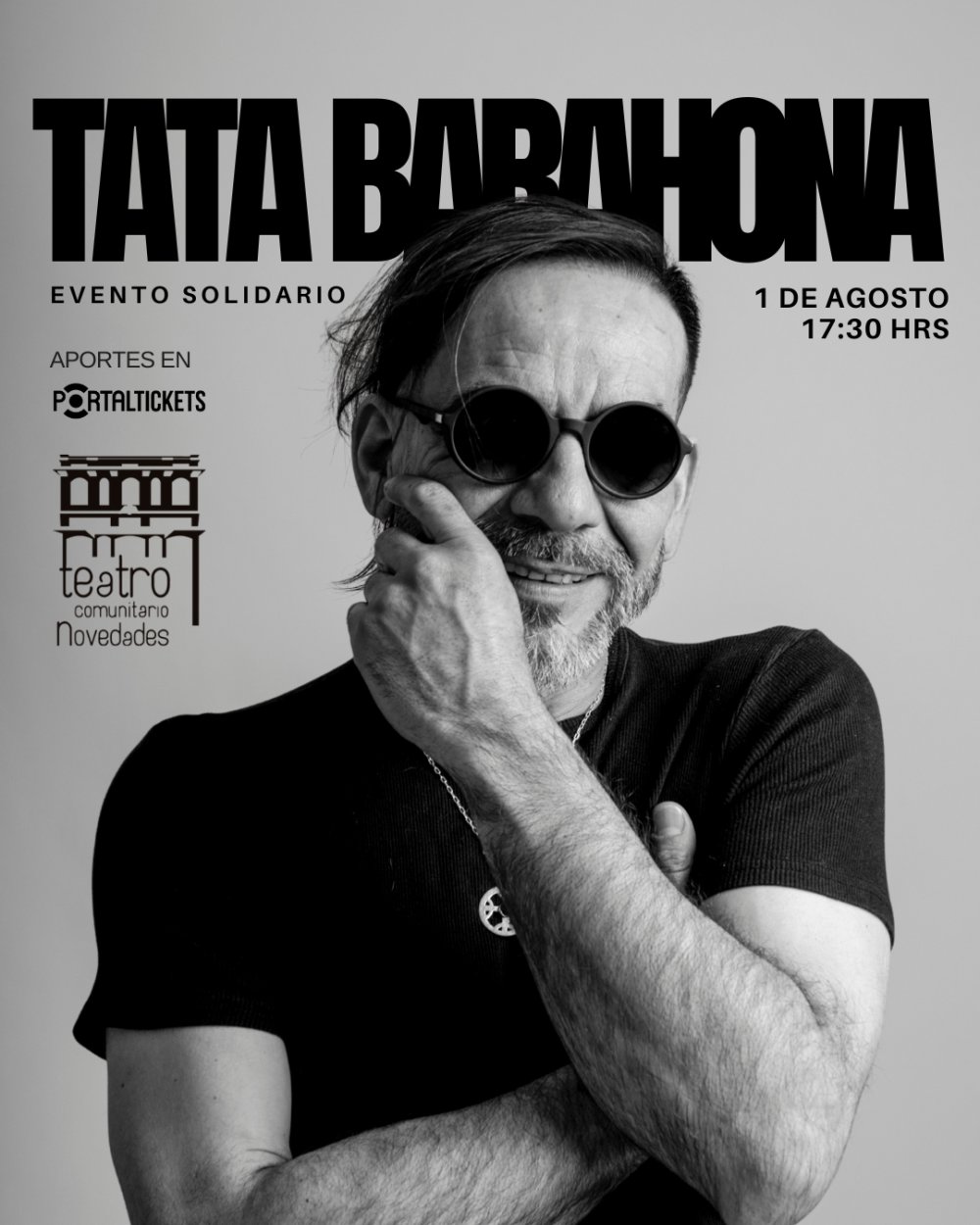 Flyer TATA BARAHONA EN TEATRO NOVEDADES EVENTO SOLIDARIO