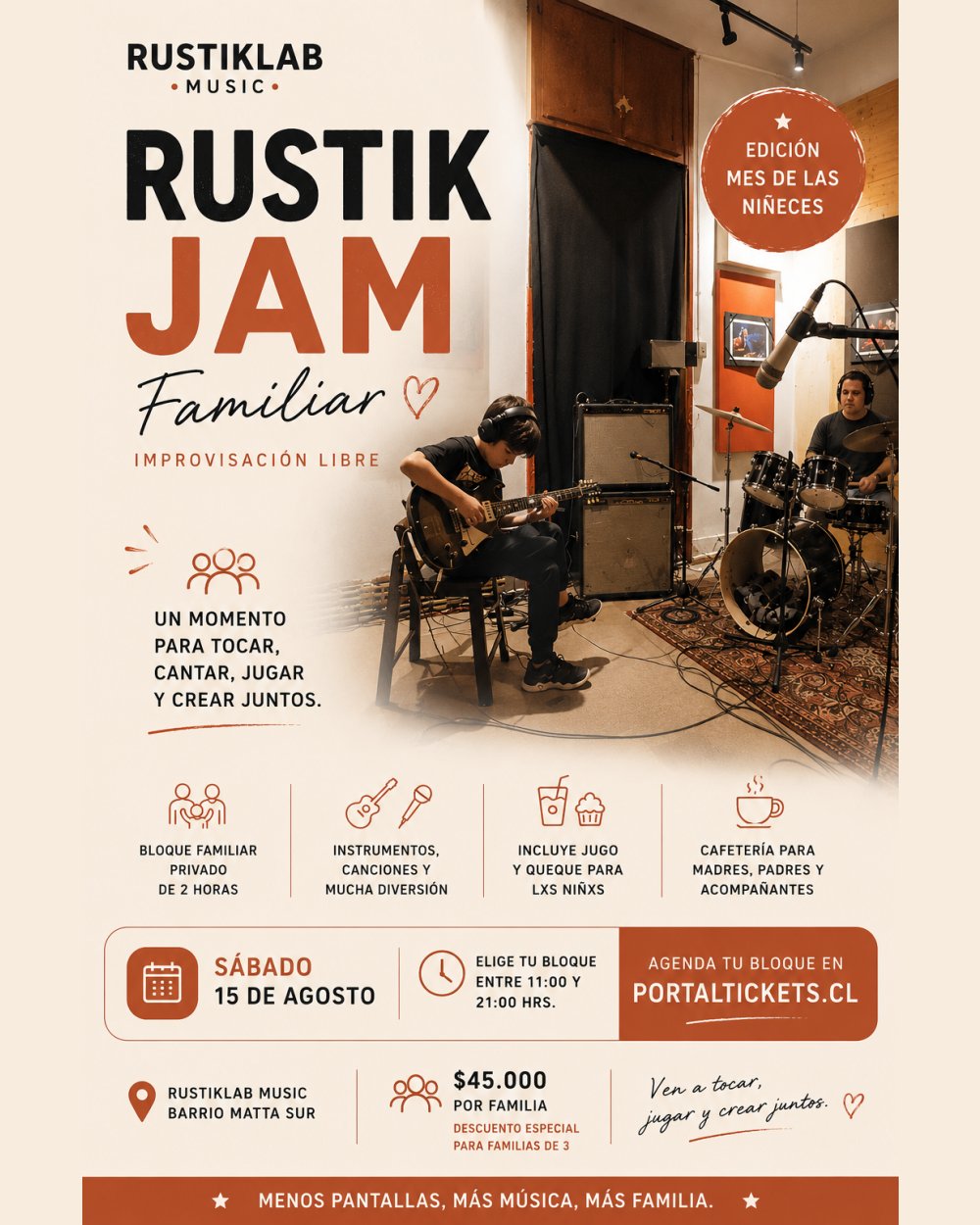 ESTUDIO ABIERTO PARA LA FAMILIA EN RUSTIKLAB MUSIC