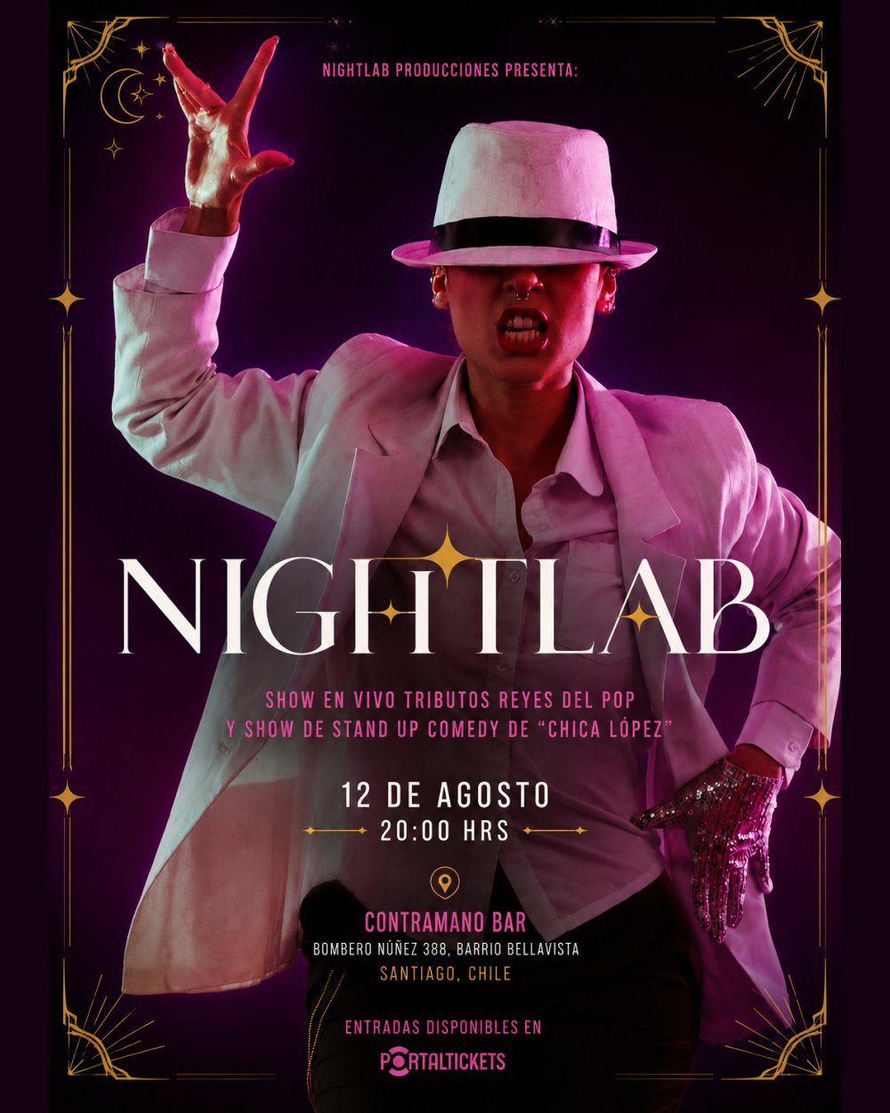 Flyer NIGHTLAB TRIBUTOS REYES DEL POP! EN CONTRAMANO BAR