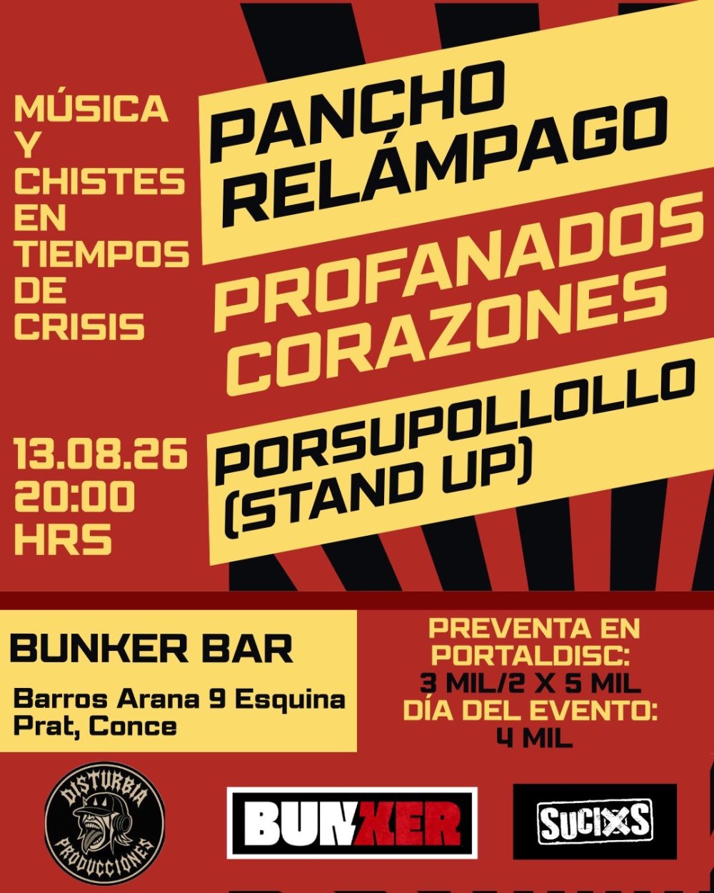 MUSICA Y CHISTES EN TIEMPOS DE CRISIS EN BUNKER BAR, CONCEPCIÓN
