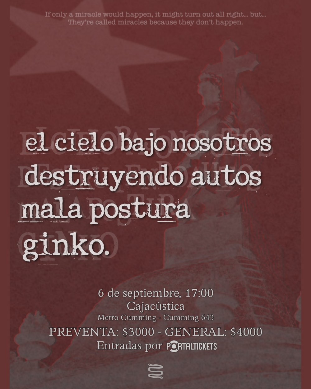 REQUIEM: EL CIELO BAJO NOSOTROS + DESTRUYENDO AUTOS + MALA POSTURA + GINKO EN CAJACÚSTICA