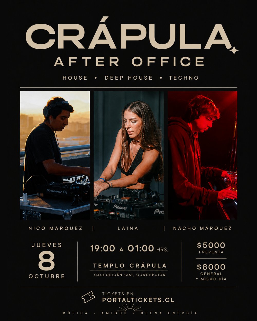 CRÁPULA AFTER OFFICE EN TEMPLO CRÁPULA, CONCEPCIÓN