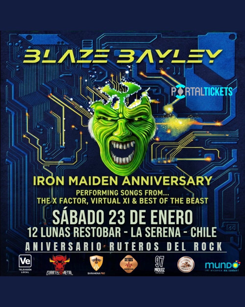 BLAZE BAYLEY: ANIVERSARIO IRON MAIDEN RESTOBAR 12 LUNAS, LA SERENA