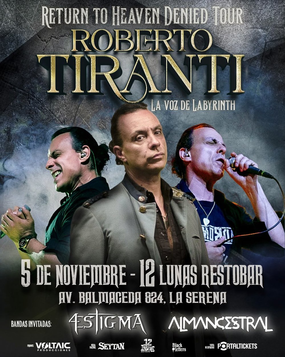 ROBERTO TIRANTI: RETURN TO HEAVEN DENIED TOUR EN 12 LUNAS RESTOBAR, LA SERENA