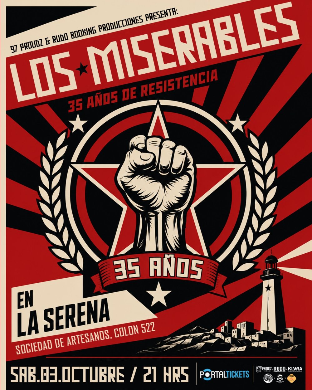 Flyer LOS MISERABLES: 35 AÑOS DE RESISTENCIA EN LA SERENA
