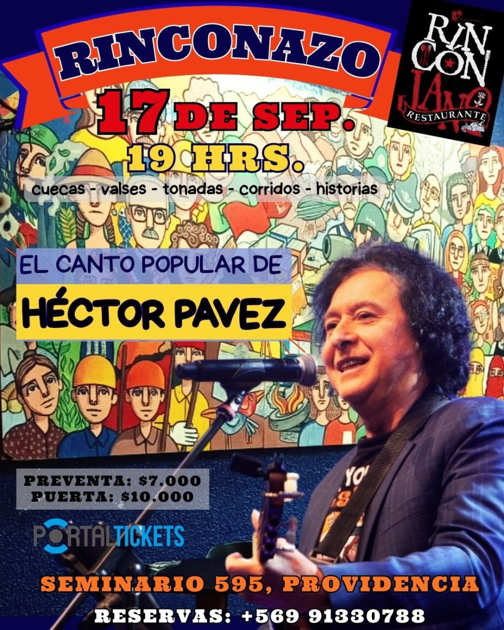 Flyer RINCONAZO CON HÉCTOR PAVEZ EN RINCÓN DE JANO